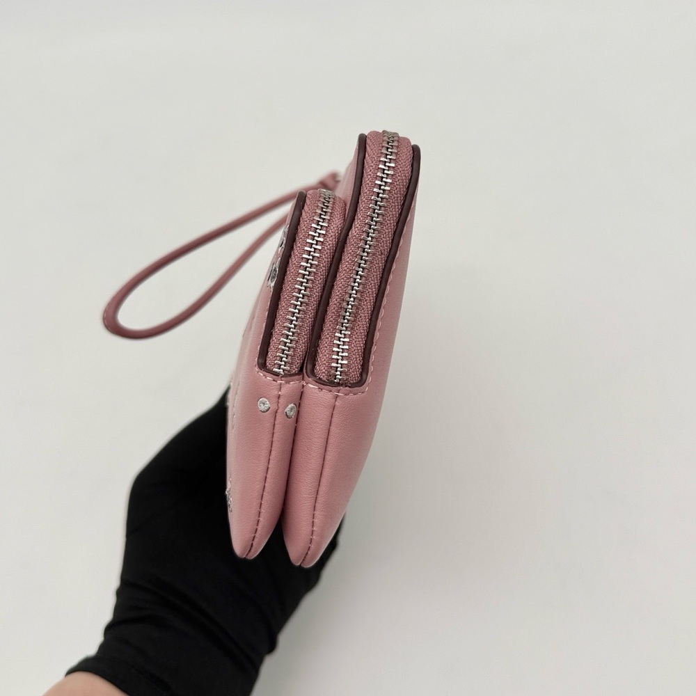 Coach Double Zip Wallet With Star Print Dusty Pink - Picture 6 of 13